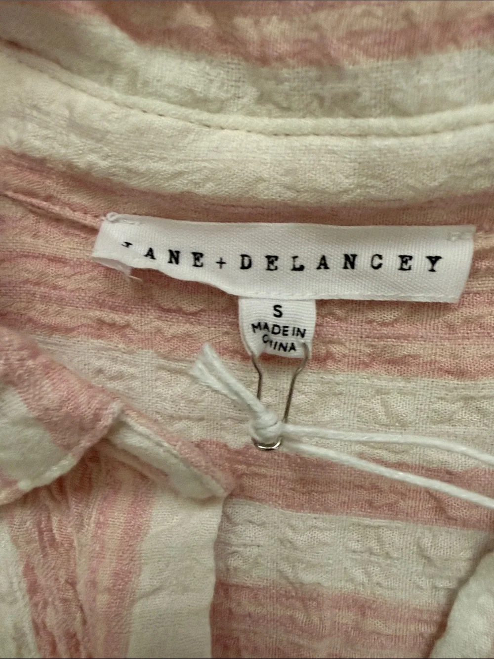 Jane and Delancey Pink and White Striped Short-Sleeve Button-Up Blouse